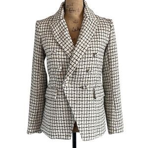 EUC! Rachel Zoe Black Cream Tweed Blazer - Size XS